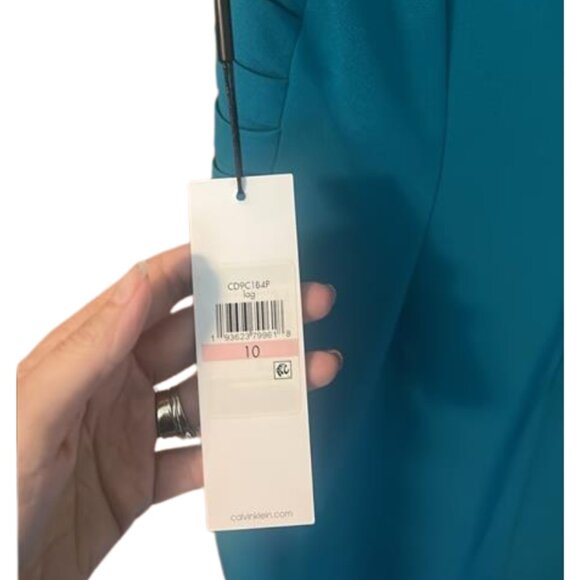 Calvin Klein Teal Sheath Dress | Work to Cocktail | Timeless Classic - Picture 3 of 8